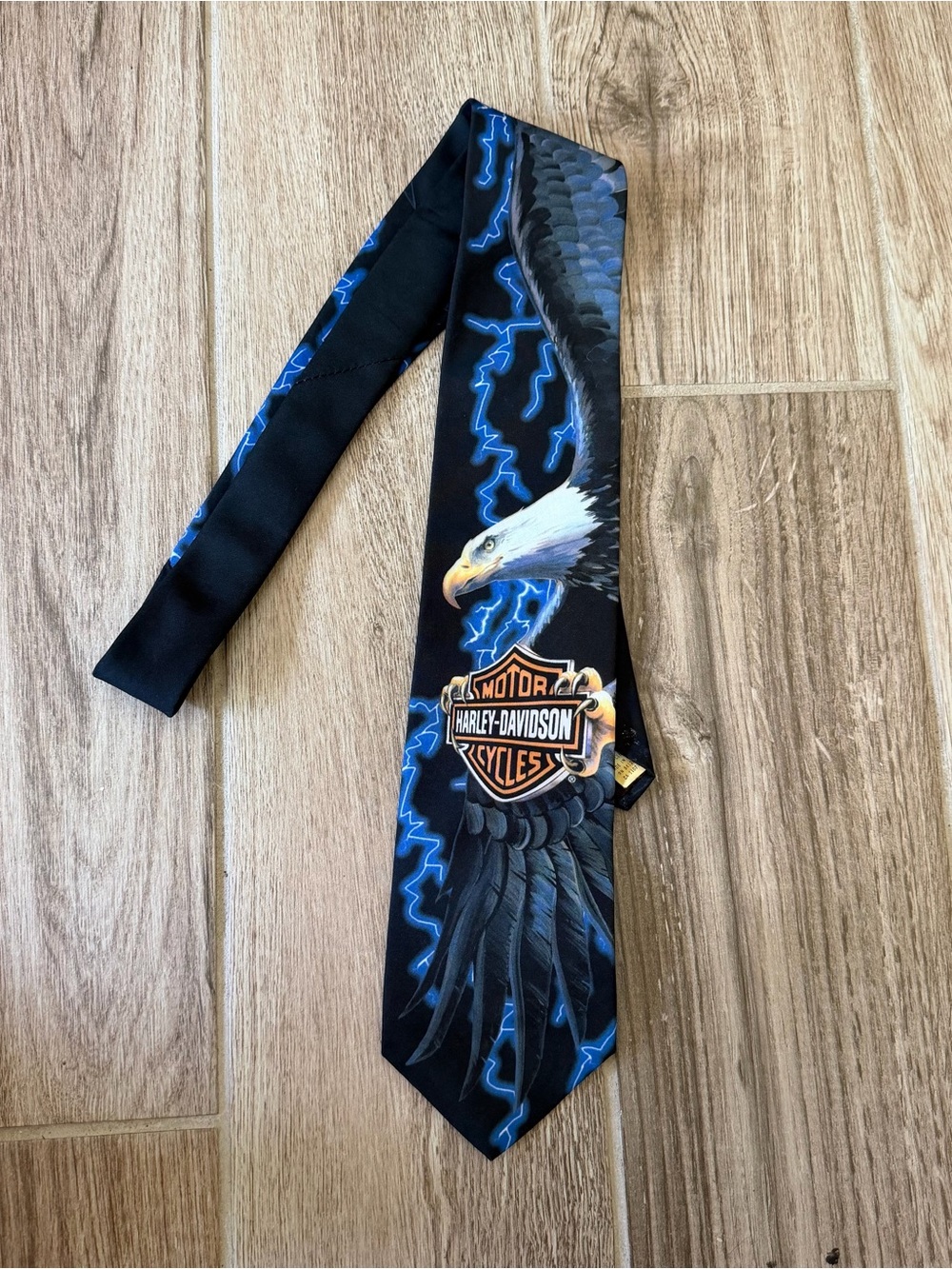 Vintage 90s 1998 Harley-Davidson  Motorcycles Eagle Lightning Silk Necktie